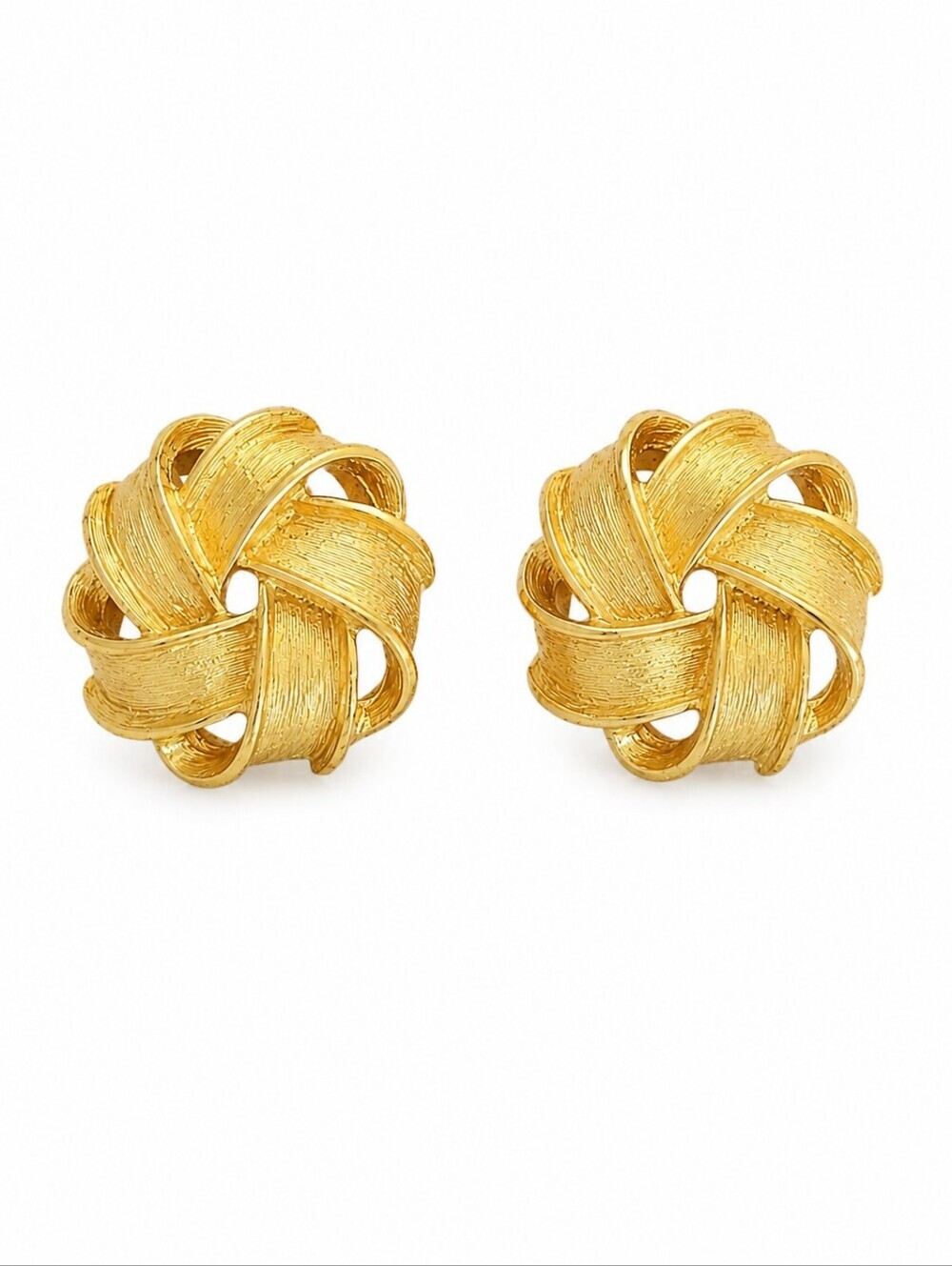 VTG Estate Goldtone Bow Knot Circle Castlecore Sailor Post Earrings